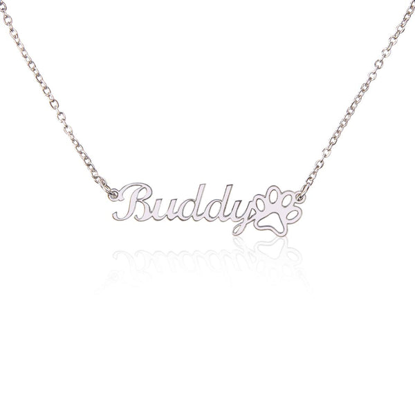Classic Paw Print Name Necklace